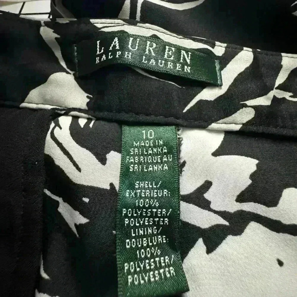 Lauren Ralph Lauren Womens 10 Black/White Floral Wide Leg Dressy High Rise Pants - Picture 11 of 12